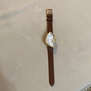 Brown Leather Watch with Gold Accents